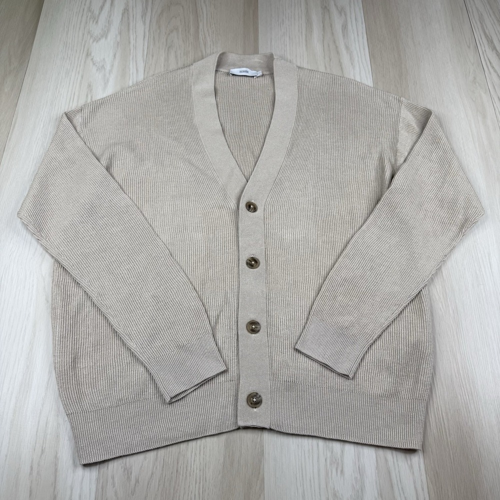 Closed Linen Knit Cardigan Sweater Women's Size L Large Khaki Neutral